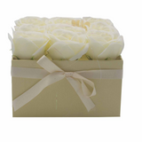 Soap Flower Gift Bouquet - 9 Cream Roses - Square