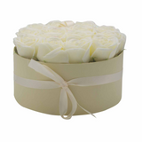 Soap Flower Gift Bouquet - 14 Cream Roses - Round