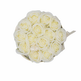 Soap Flower Gift Bouquet - 14 Cream Roses - Round