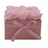 Soap Flower Gift Bouquet - 9 Pink Roses - Square