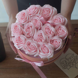 Soap Flower Gift Bouquet - 13 Pink Roses - Heart