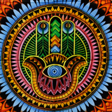 Handbrushed Cotton Wall Art - Hamsa