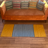 Indian Cotton Rug - 70x170cm - Yellow/ Blue