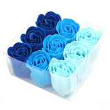 Set of 9 Soap Flowers - Blue Wedding Roses