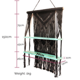 Natural Macrame Hanging Shelves - Blue