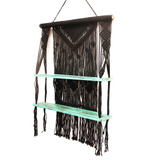 Black Macrame Hanging Shelves - Turquoise