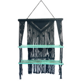 Black Macrame Hanging Shelves - Turquoise