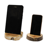 Lrg Gamal Wood Phone Holder - Whitewash