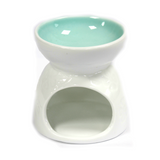 Classic White Oil Burner - Floral with Teal Well