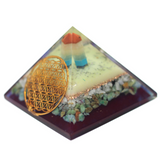 Lrg Organite Pyramid 80mm - Flower of life symbol