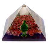 Lrg Organite Pyramid 80mm - Peacock