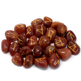 Runes Stone Set in Pouch- Red Aventurine