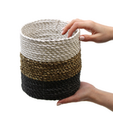 Seagrass Basket Set - Dark Grey / White / Natural