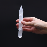 Selenite Spiral Wands - 16 cm (Point One Ends)