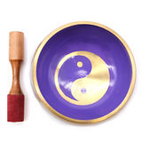 Lrg Yin & Yang Singing Bowl Set- White/Purple 14cm