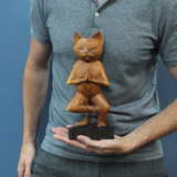 Handcarved Yoga Cats - One Leg