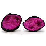 Coloured Calsite Geodes - Black Rock - Dark Red / Pink