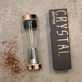 Crystal Glass Tea Infuser Bottle - Rose Gold - Red Jasper