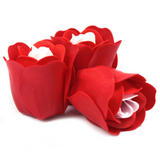 Set of 3 Soap Flower Heart Box - Red Roses