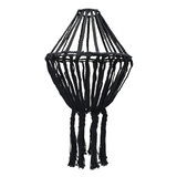 Macrame Large Drop Chandelier - Black