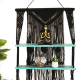 Black Macrame Hanging Shelves - Turquoise