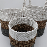 Seagrass Basket Set - Grey / Natural / White