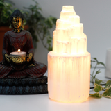 Natural Selenite Tower Lamp - 20 cm