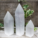 Selenite Pencil Point Tower - 10 cm