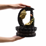 Tabletop Water Feature - 30cm - Golden Buddha & Lotus