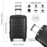 K2091L - Kono Multi Texture Hard Shell PP Suitcase 3 Pieces Set - Classic Collection - Black