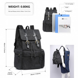 E1672 - Kono Large Multi Function Leather Details Canvas Backpack - Black