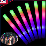 50-100pc LED Foam Sticks Flashing MultiColor Glow In Dark Light Up Party Concert