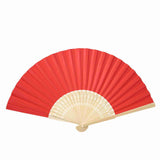 Chinese Folding Bamboo Ribs Fan DIY Blank Paper Fan Wedding Shower Party Decor #Red Color