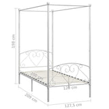 284428 vidaXL Canopy Bed Frame without Mattress White Metal 120x200 cm