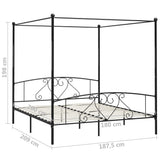 vidaXL Bed Frame without Mattress with Canopy Black 180x200 cm Super King Metal