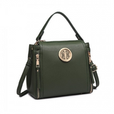 E1851 - Miss Lulu Leather Look Dual Zipped Handbag - Green