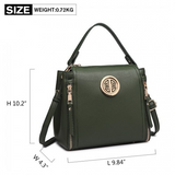 E1851 - Miss Lulu Leather Look Dual Zipped Handbag - Green