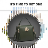 E1851 - Miss Lulu Leather Look Dual Zipped Handbag - Green