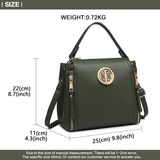 E1851 - Miss Lulu Leather Look Dual Zipped Handbag - Green