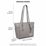 LM1642-1 - Miss Lulu Faux Leather Adjustable Handle Tote Bag - Grey