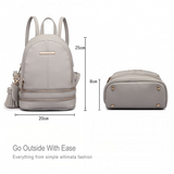 LT1705 - Miss Lulu PU Leather Look Small Fashion Backpack - Grey