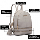 LT1705 - Miss Lulu PU Leather Look Small Fashion Backpack - Grey