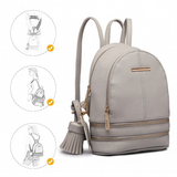 LT1705 - Miss Lulu PU Leather Look Small Fashion Backpack - Grey