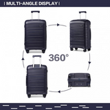 K2091L - Kono 24 Inch Multi Texture Hard Shell PP Suitcase - Classic Collection - Navy