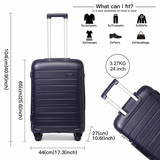 K2091L - Kono 24 Inch Multi Texture Hard Shell PP Suitcase - Classic Collection - Navy