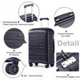 K2091L - Kono 24 Inch Multi Texture Hard Shell PP Suitcase - Classic Collection - Navy