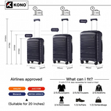 K2091L - Kono Multi Texture Hard Shell PP Suitcase 3 Pieces Set - Classic Collection - Navy