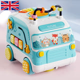 Baby Musical Bus Toys Toddler Activity Cube With Lights & Sounds Rotating Gear