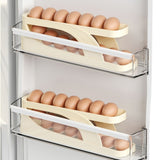 2 Tier Egg Dispenser Auto Rolling Egg Holder Refrigerator Rolldown Storage Rack