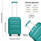 K2092L - Kono 20 Inch Bright Hard Shell PP Carry-On Suitcase In Cabin Size - Blue/Green